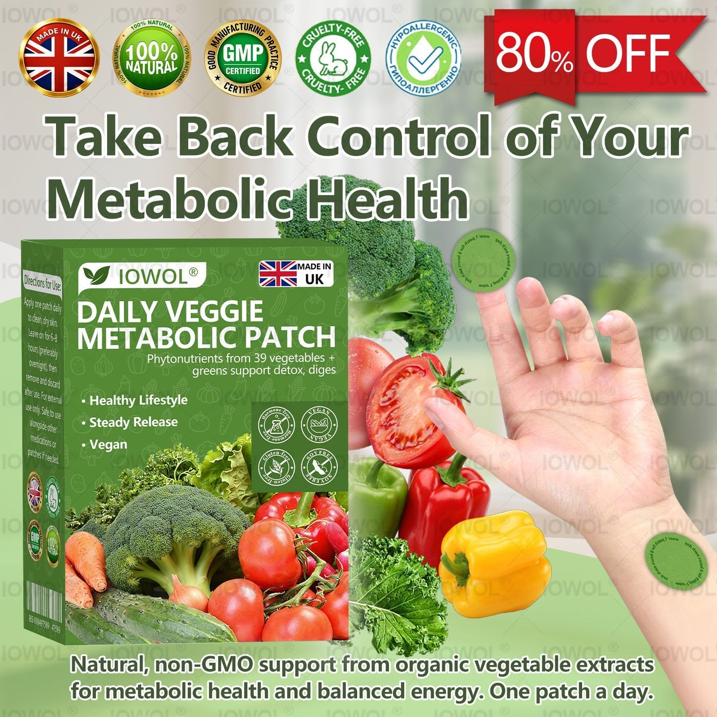 50%🥦𝐎𝐟𝐟𝐢𝐜𝐢𝐚𝐥 𝐒𝐭𝐨𝐫𝐞 | 𝐈𝐎𝐖𝐎𝐋® 𝐃𝐚𝐢𝐥𝐲 𝐕𝐞𝐠𝐞𝐭𝐚𝐛𝐥𝐞 𝐌𝐞𝐭𝐚𝐛𝐨𝐥𝐢𝐜 𝐏𝐚𝐭𝐜𝐡 𝐮𝐬𝐞𝐬 𝐨𝐫𝐠𝐚𝐧𝐢𝐜 𝐯𝐞𝐠𝐞𝐭𝐚𝐛𝐥𝐞 𝐞𝐱𝐭𝐫𝐚𝐜𝐭𝐬 𝐚𝐧𝐝 𝐩𝐡𝐲𝐭𝐨𝐧𝐮𝐭𝐫𝐢𝐞𝐧𝐭𝐬 𝐟𝐫𝐨𝐦 𝟑𝟗 𝐯𝐞𝐠𝐞𝐭𝐚𝐛𝐥𝐞𝐬 + 𝐠𝐫𝐞𝐞𝐧𝐬 𝐭𝐨 𝐬𝐮𝐩𝐩𝐨𝐫𝐭 𝐝𝐞𝐭𝐨𝐱, 𝐝𝐢𝐠𝐞𝐬𝐭𝐢𝐨𝐧 & 𝐦𝐞𝐭𝐚𝐛𝐨𝐥𝐢𝐜 𝐫𝐞𝐬𝐞𝐭, 𝐚𝐧𝐝 𝐛𝐨𝐨𝐬𝐭 𝐞𝐧𝐞𝐫𝐠𝐲 𝐟𝐨𝐫 𝐚𝐥𝐥-𝐝𝐚𝐲 𝐰𝐞𝐥𝐥𝐧𝐞𝐬𝐬.